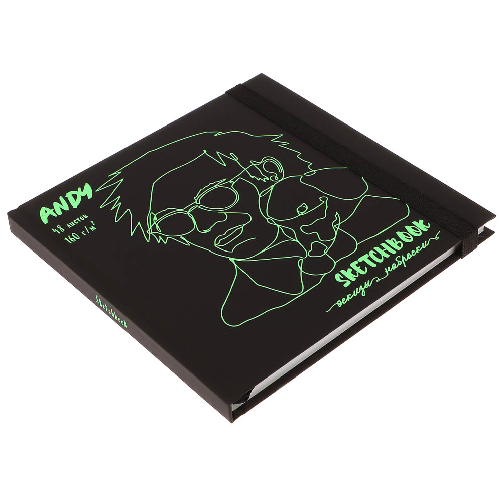 Скетчбук (альбом) 16,5х16,5см, 48л., 160г/м2, 7БЦ, кн. перепл., мат.ламин+неон, с резинкой, 4 диз. - #9