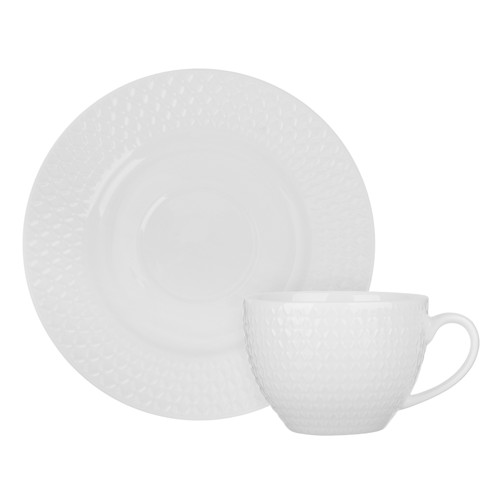 Набор чайный 4 пр., 260мл, MILLIMI, ромб белый, фарфор - #5