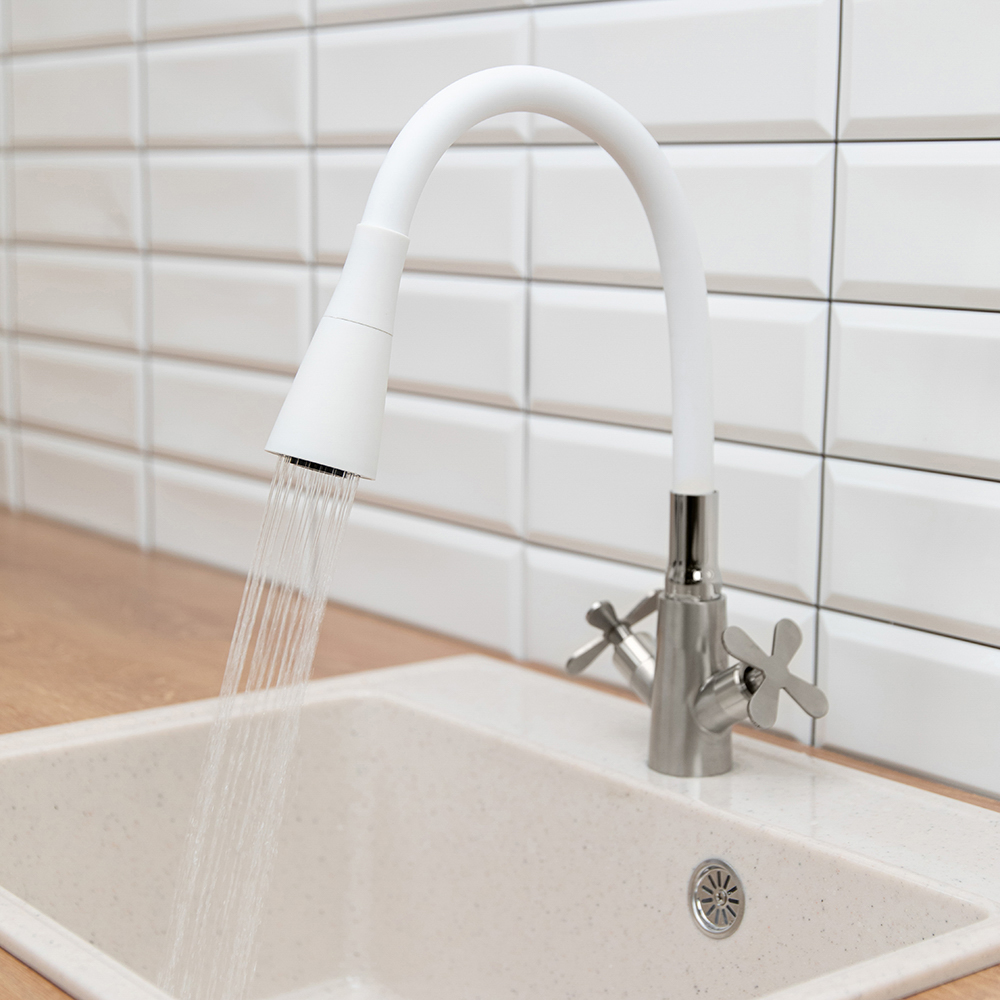 Излив смесителя для кухни, силиконовый, 2 режима, белый - #5