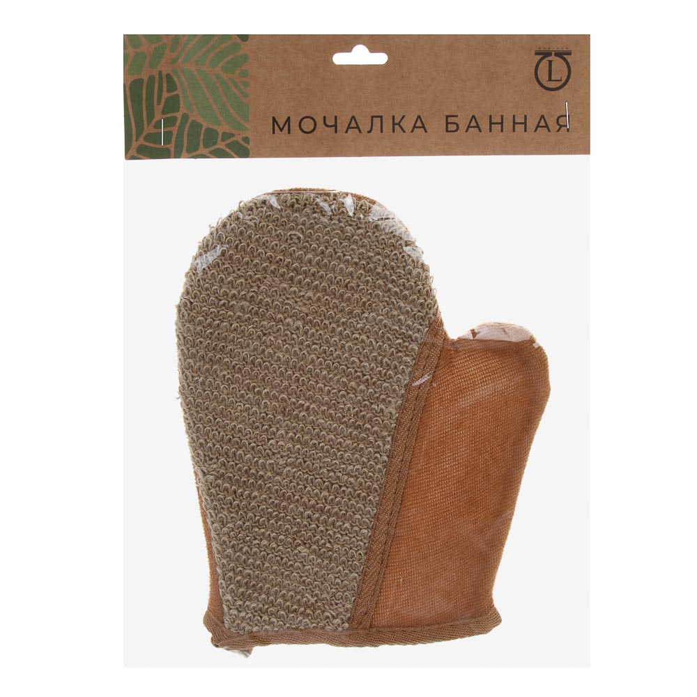ЮL Мочалка варежка банная, сизаль, полиэстер, поролон, 21,5х18см, 3 цвета, МЭ24-02 - #6