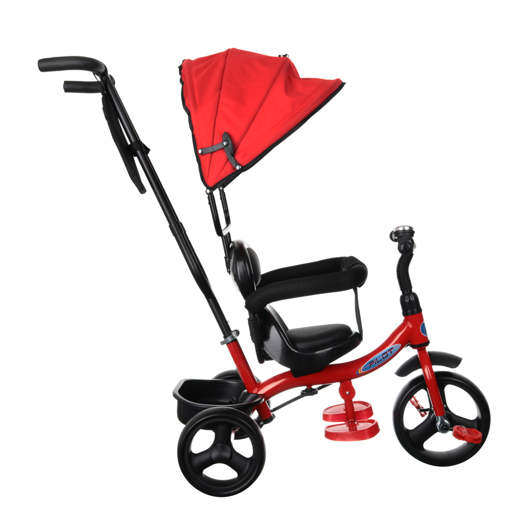 Велосипед детский трехколесный 10"/8" с ручным управлением, красный - #2