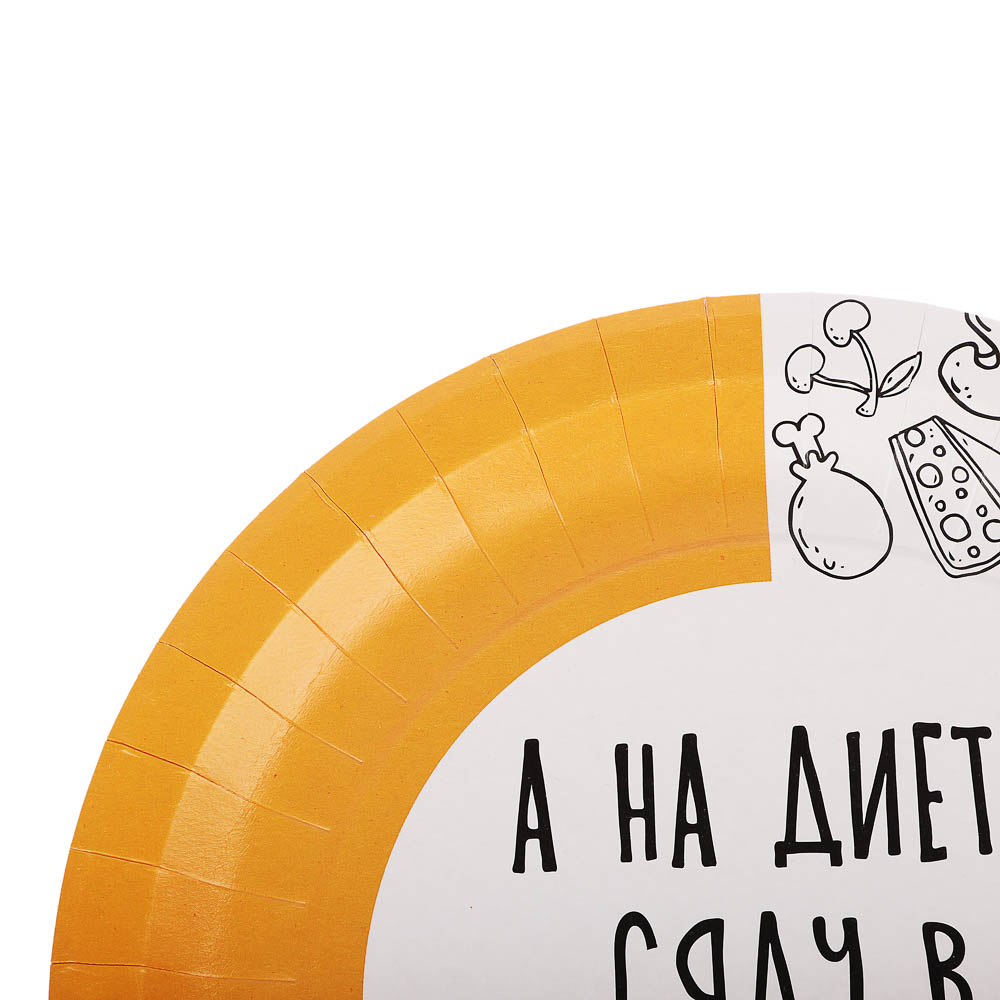 Набор бумажных одноразовых тарелок 6 шт, 23 см, в ассортименте - #9