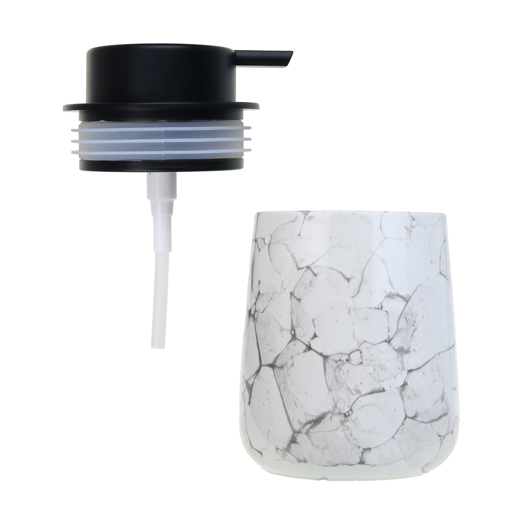 VETTA Дозатор для жидкого мыла, 320 мл, 13x9x9 см, керамика, "Космос", мрамор белый - #3