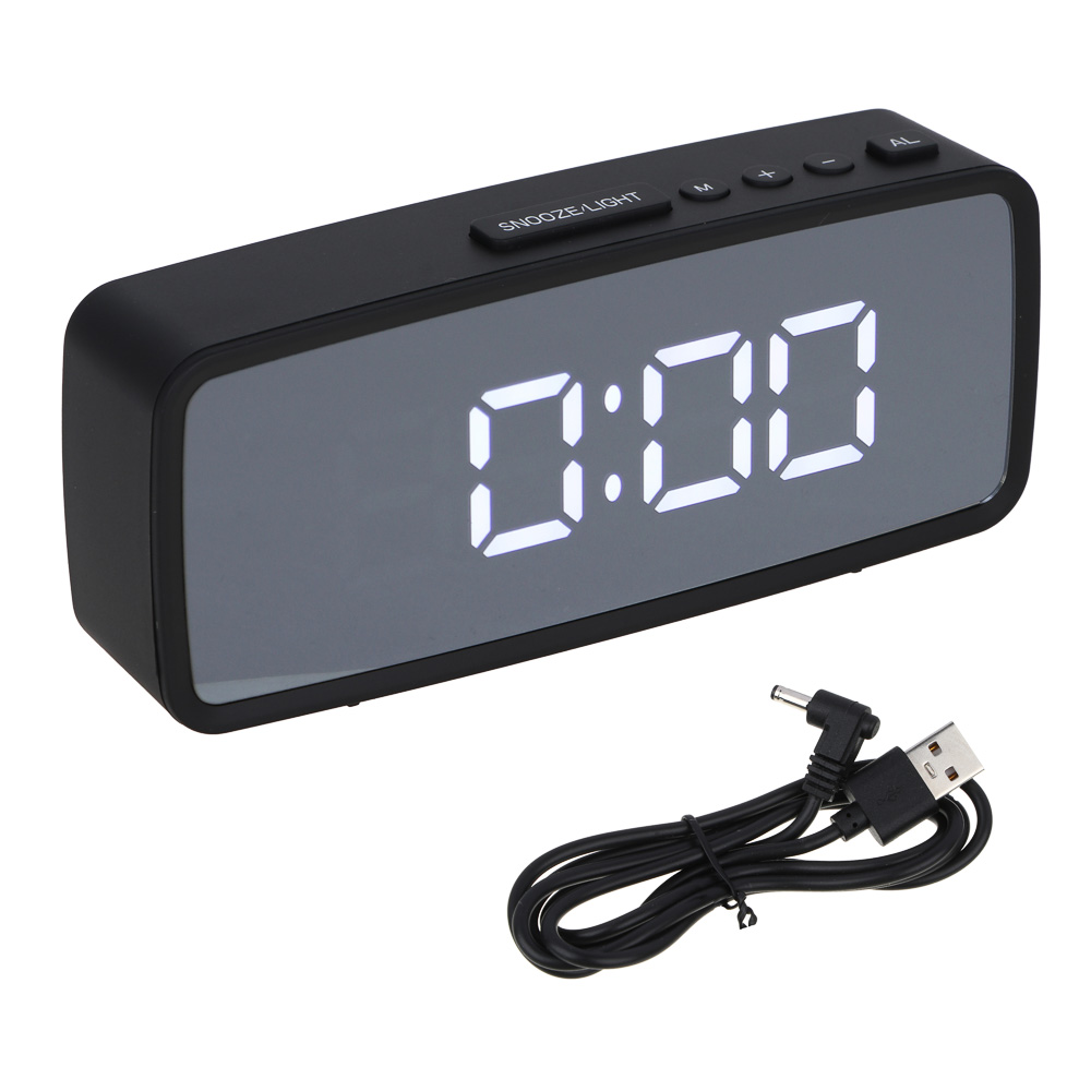 LADECOR CHRONO Будильник электронный, 14x5,7 см, USB/3xAAA, пластик, цвет черный, арт.2 - #3