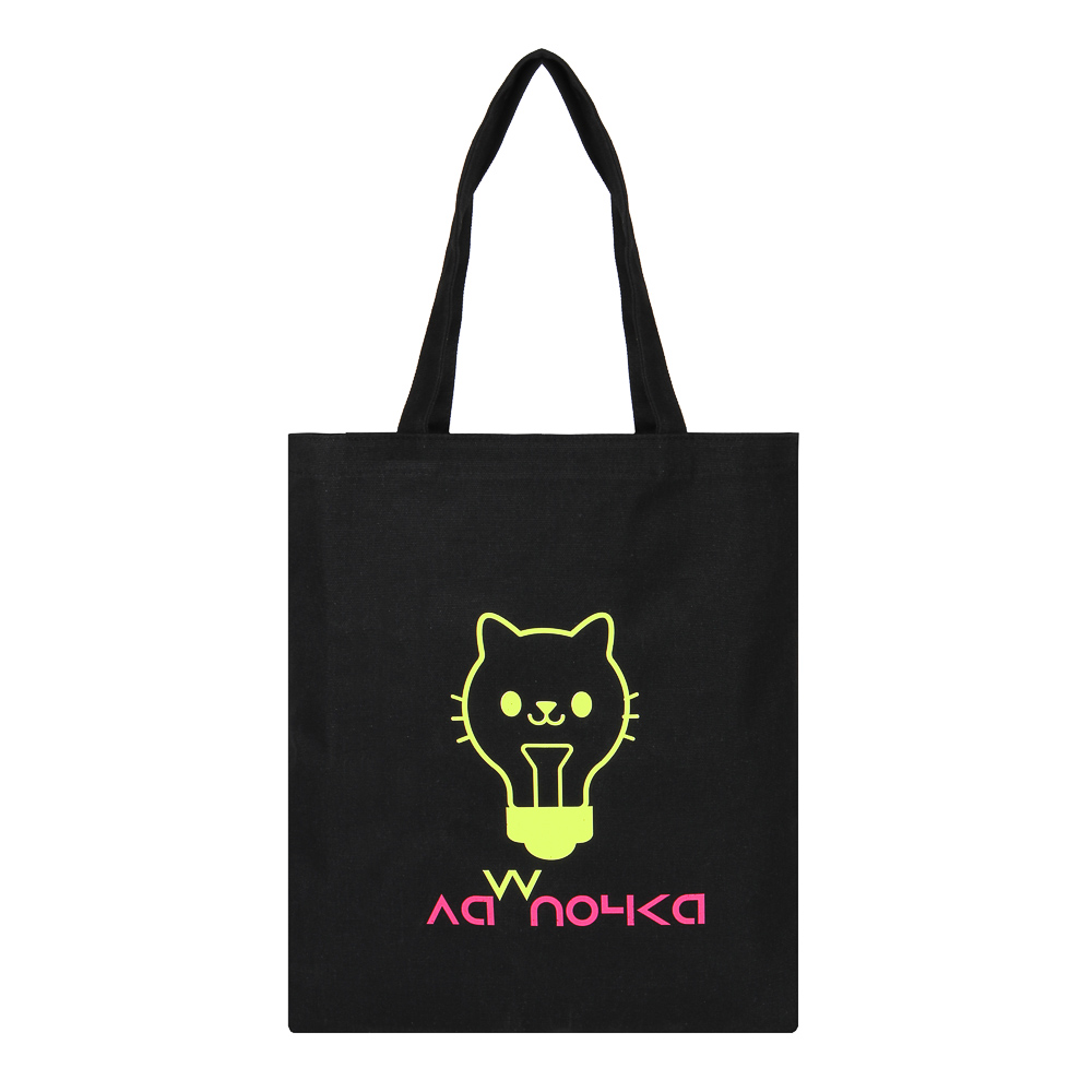 BY Сумка-шоппер, 38x42см, "Флуо", внутр.карман, длинные ручки 58 см, черный ПЭ, флуор.печать, 4диз. - #2