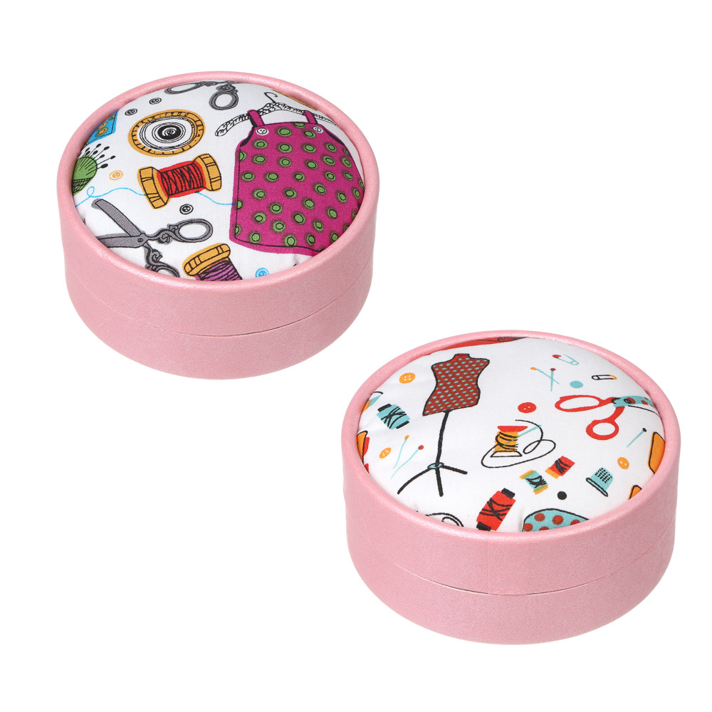 Набор швейных принадлежностей в круглом корпусе, d8,5х4,5см, 21 предмет, 2 дизайна - #1