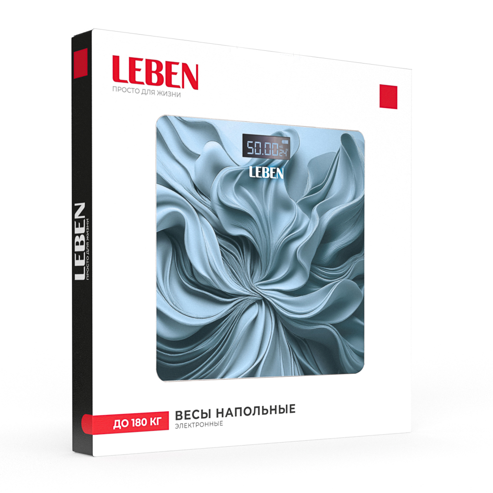 LEBEN Весы напольные электронные "Blue", ЖК-дисплей, макс. нагр.до 180кг, 28х28см - #1