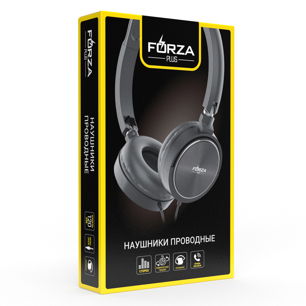 FORZA Наушники проводные накладные SonicWave, поворотные, пластик, кабель 120 см, чёрный - #2