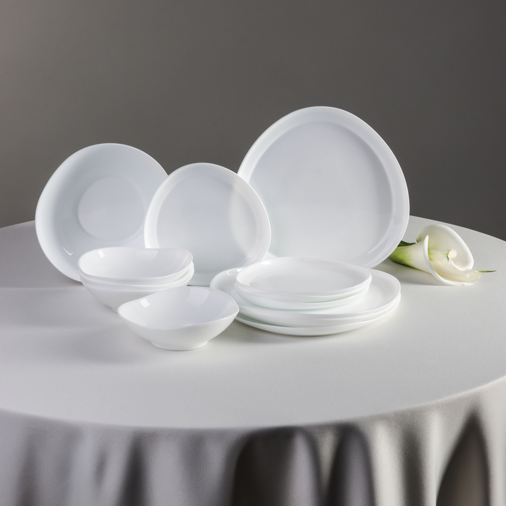 MILLIMI Набор столовой посуды 13 пр., треугольный, опаловое стекло - #11