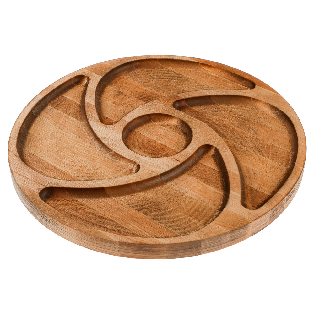 Менажница круглая 5 секций, D=28 х 1,8 см, дерево - #2