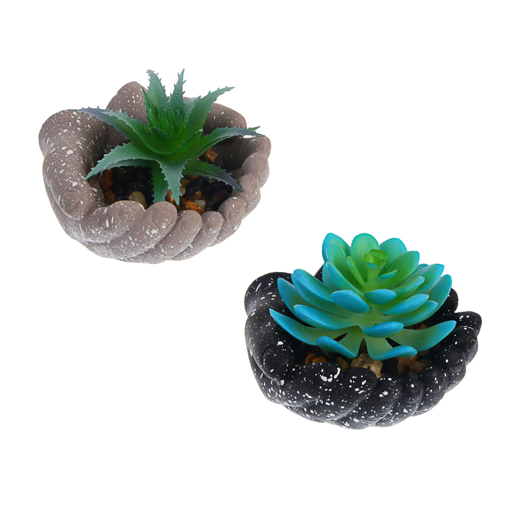 Суккулент искусственный в кашпо тм LADECOR 10x8x10 см, ПВХ, бетон, 2 вида - #1