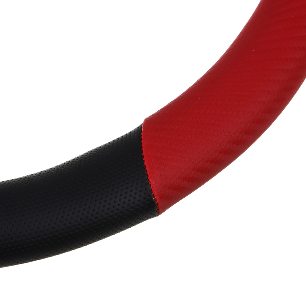 ЕРМАК Оплетка руля, Карбон - В, черная с красными вставками, + красный, размер М, полиуретан(PU) - #3