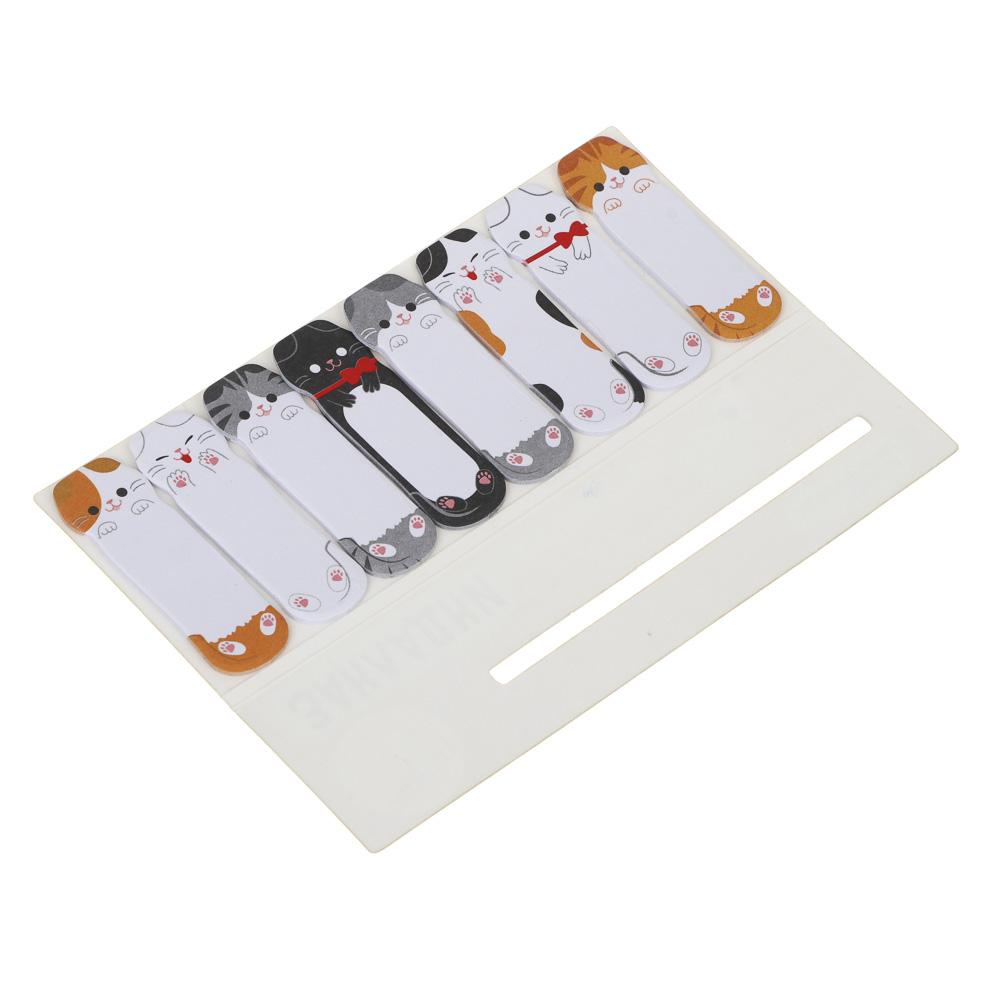 Закладки с клеевым краем фигурные, с цв.печатью "Котики", 4,9х1,5см, 8x10л., уп. 12,5х5см, бумага - #2
