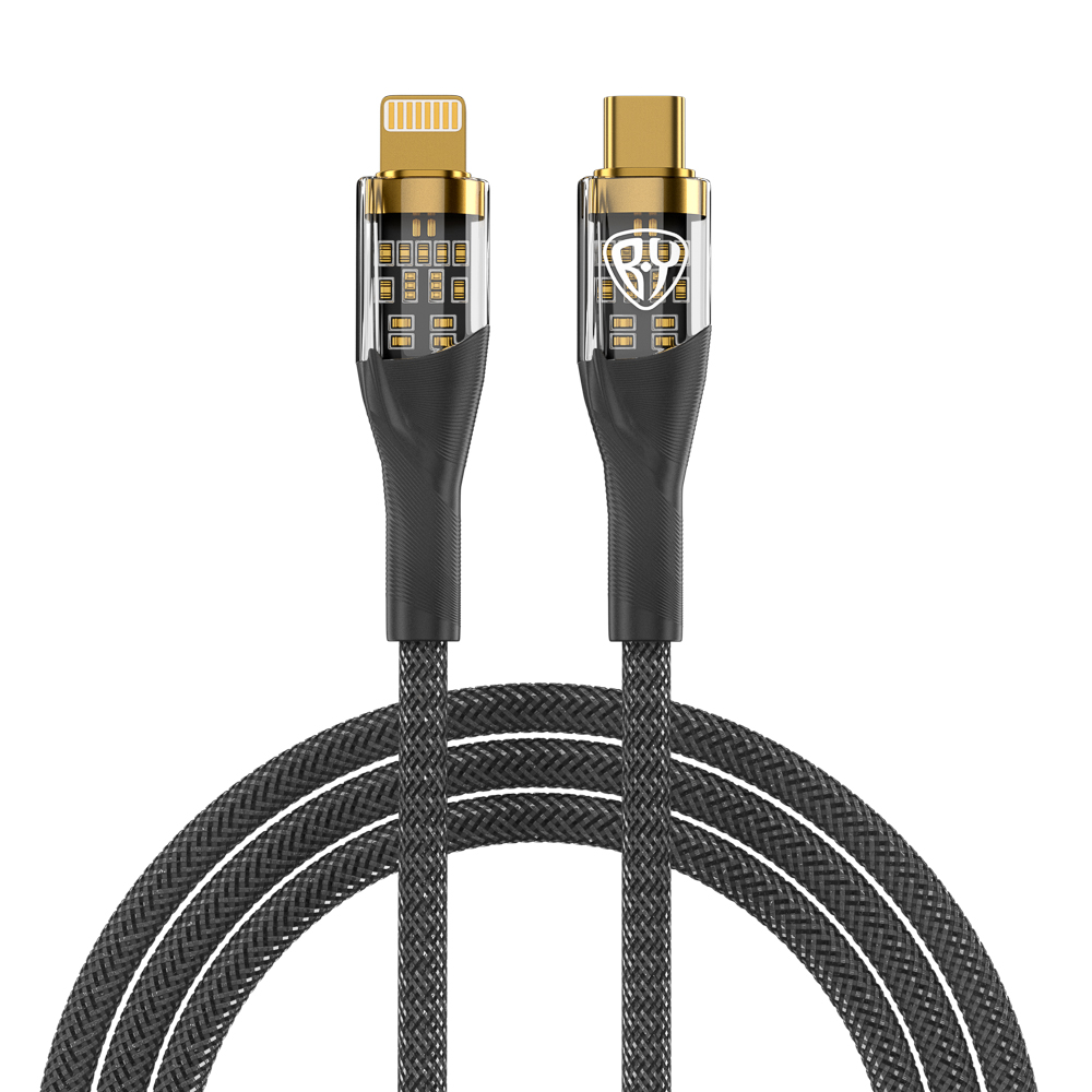 BY Кабель для зарядки Space Cable Techno Type-C-iP, 1 м, 2.4А, Быстрая зарядка 22W, черный - #1