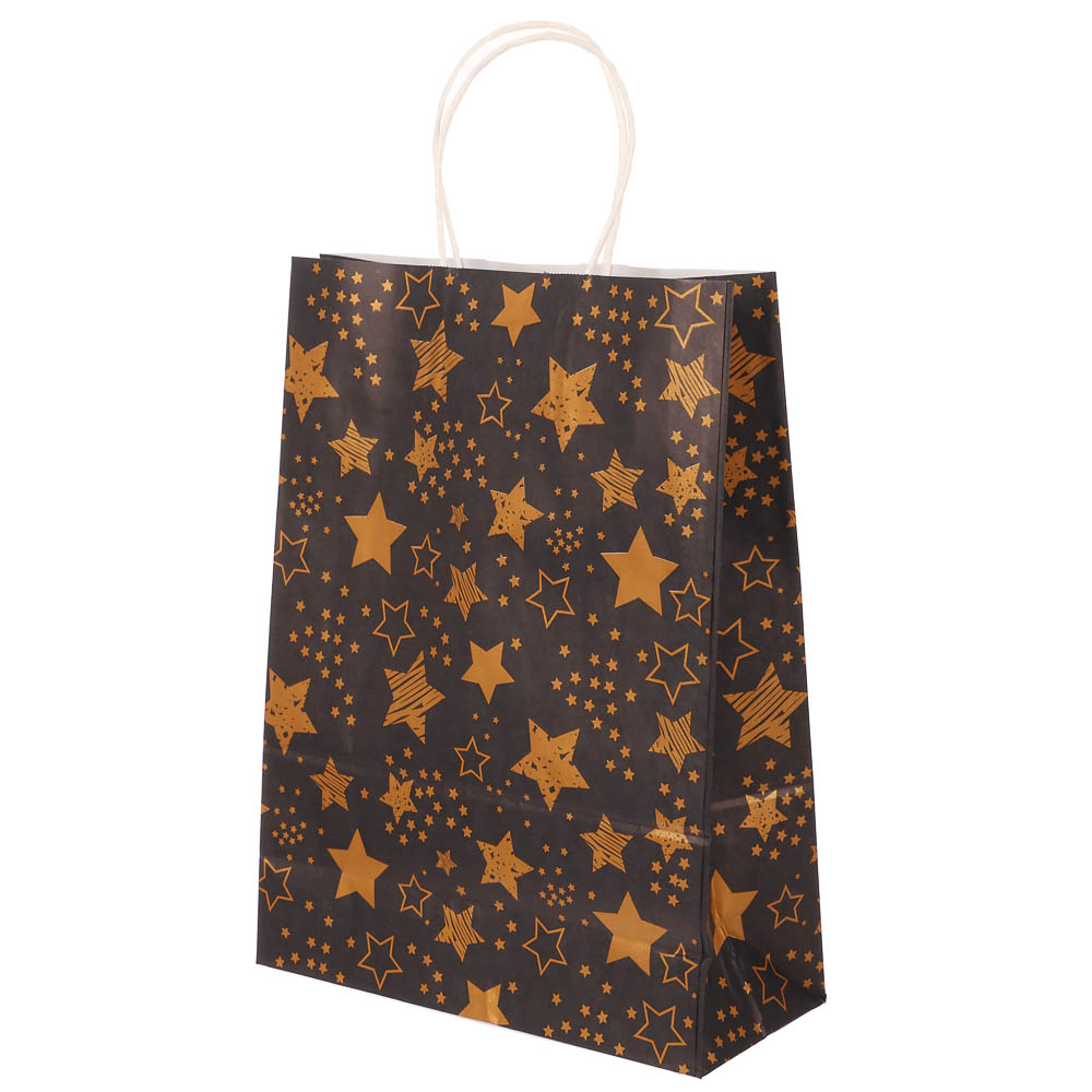 Пакет подарочный с кручеными ручками 24x10,5x32 см, "Звездное сияние" внутри белый - #5