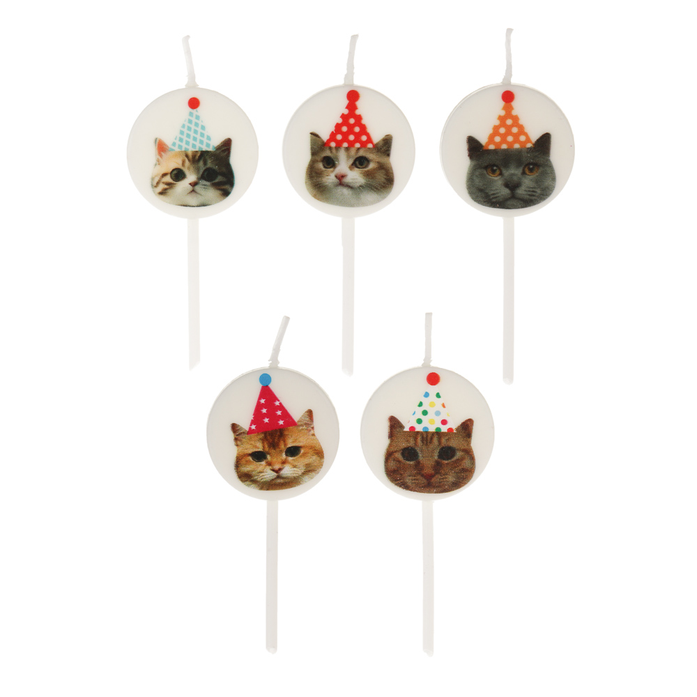Набор свечей для торта тм Fntastic, 6,5 см, 5 шт, "Коты", парафин - #1