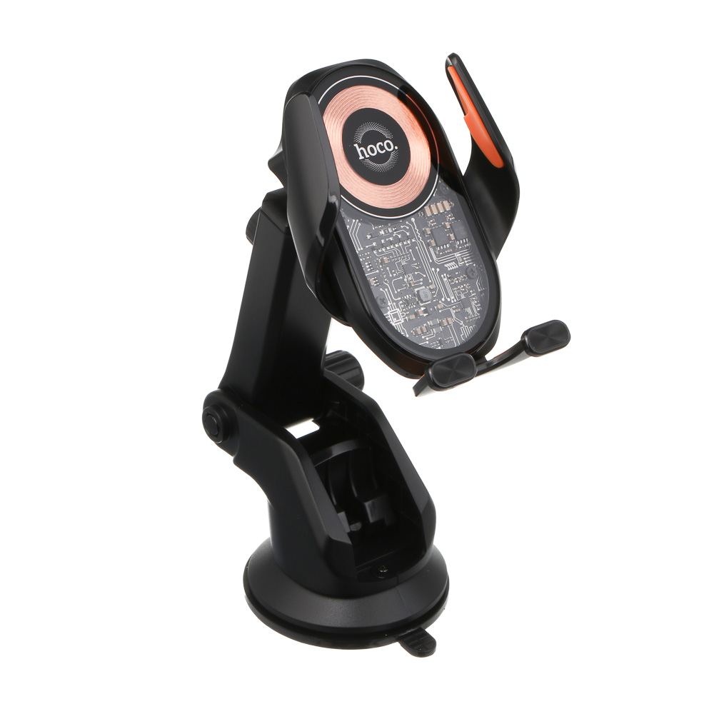 Держатель автомобильный для телефона hoco. модель HW34, беспроводная зарядка, черный - #1