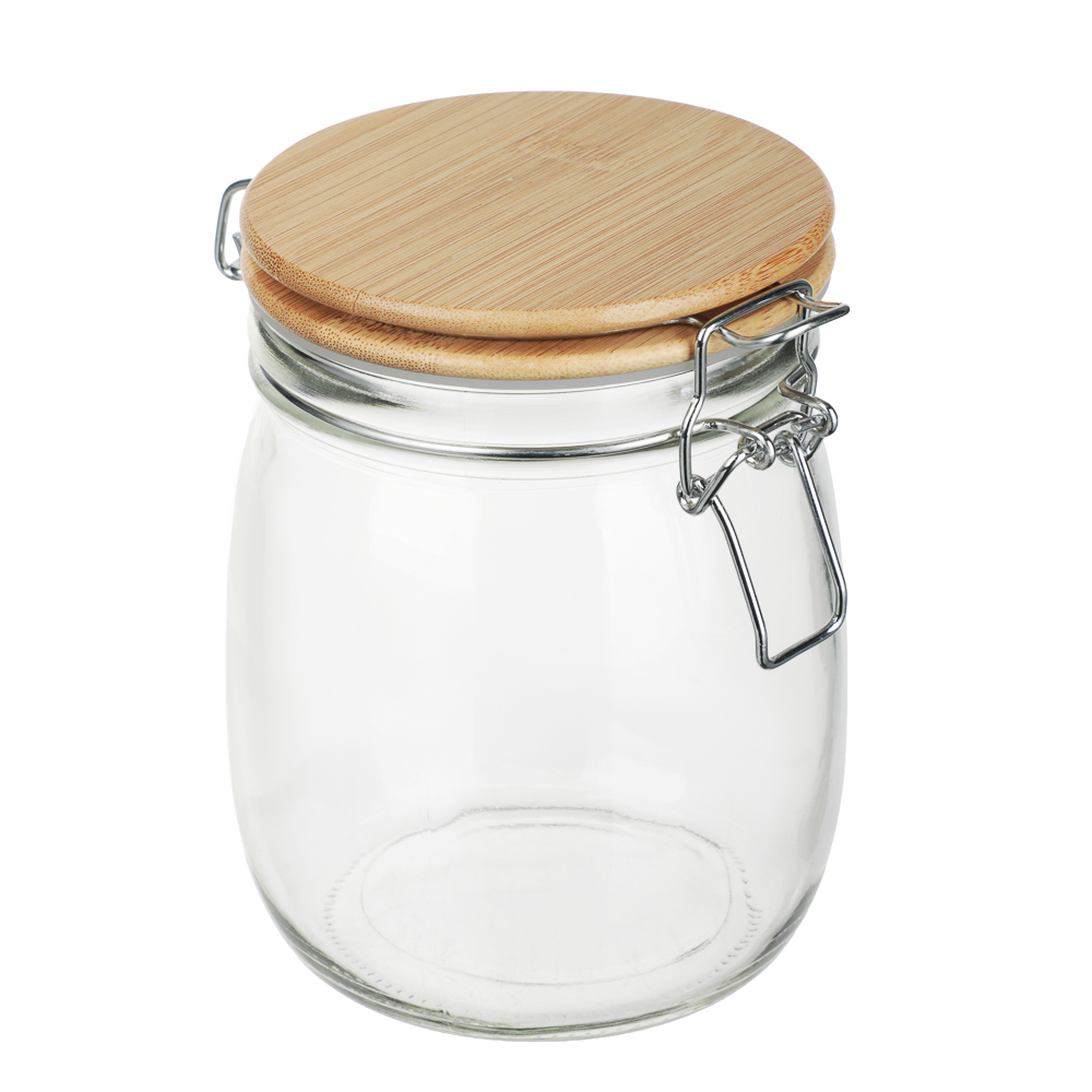 Банка для сыпучих продуктов 750мл 11x14,5см, стекло, крышка бамбук - #4