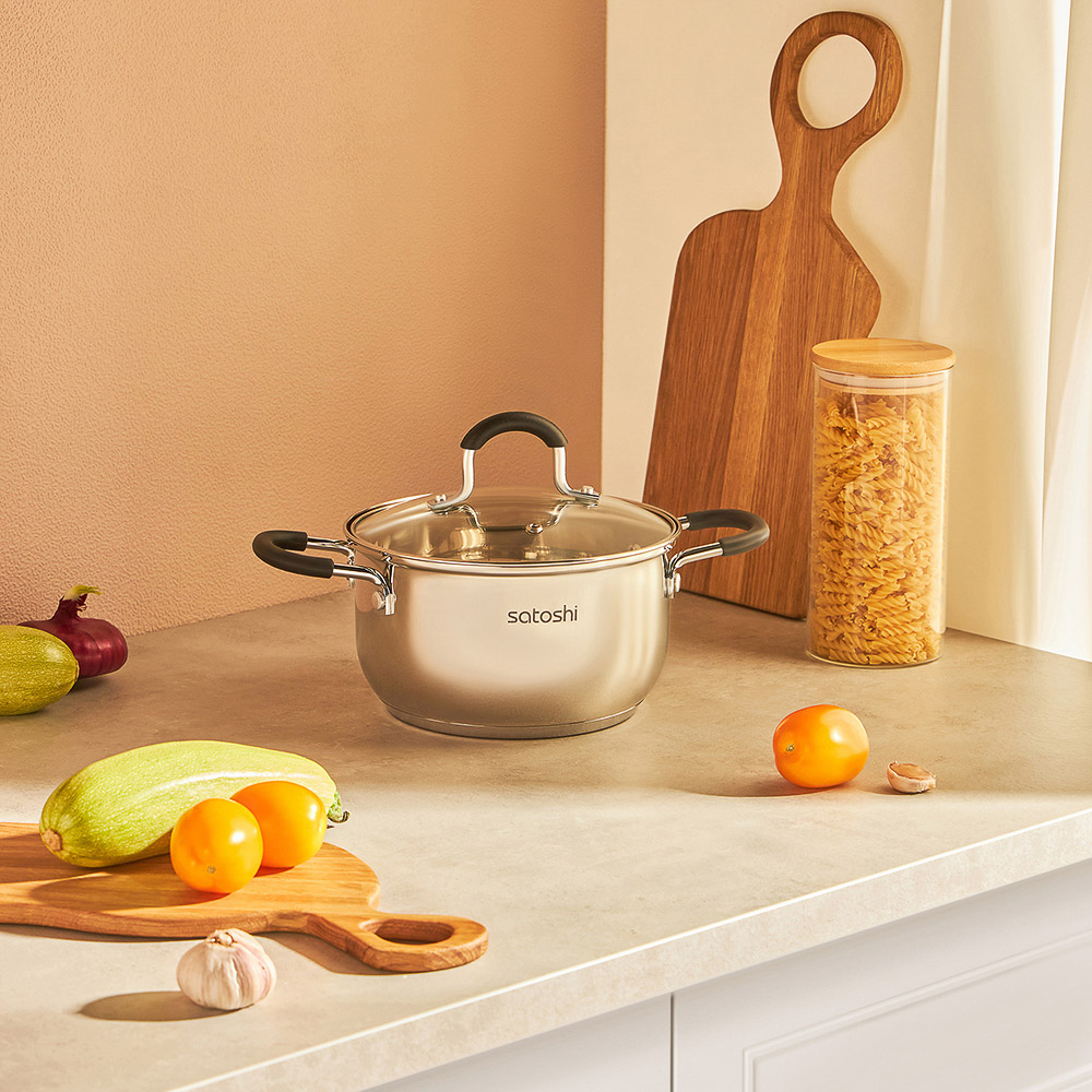 SATOSHI Альбер Кастрюля 18х10,5см, 2,5л, со стекл. крышкой, индукция - #10