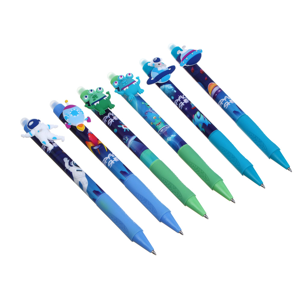 Авторучка гелевая "пиши-стирай" синяя, с кнопкой-фигуркой "Мальчиковые фигурки", 6 дизайнов - #1