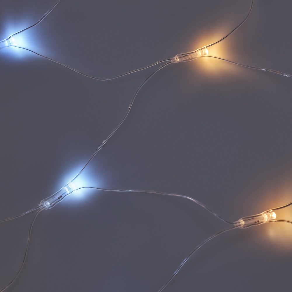 СНОУ БУМ Гирлянда эл. сеть водопад 144LED,1,6x1,6м, белый/шампань, 8 реж, ПВХ прозр.,220В - #7