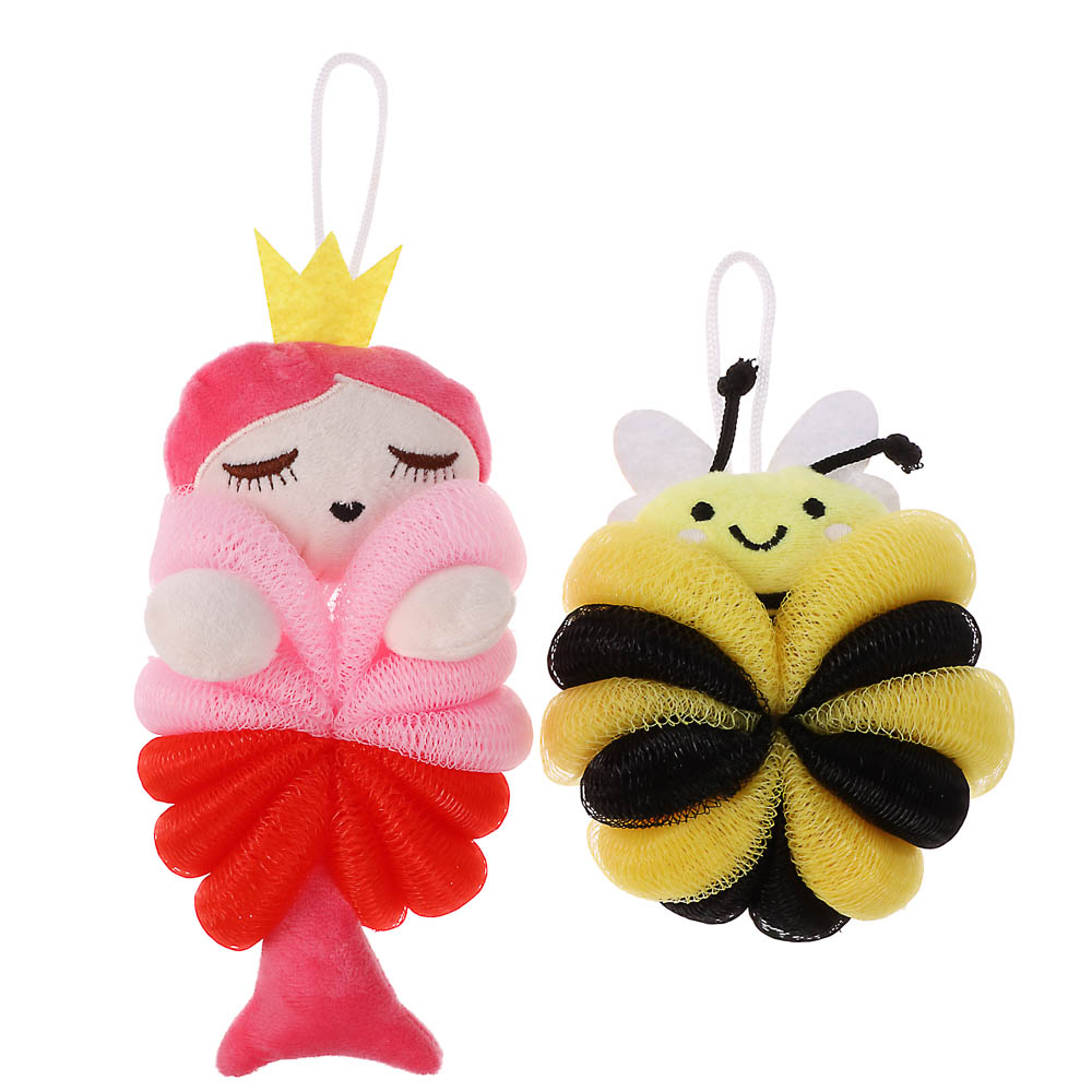 ЮL Мочалка банная для тела, полиэтилен, полиэстер, 50гр, 2 дизайна, МС24-04 - #1