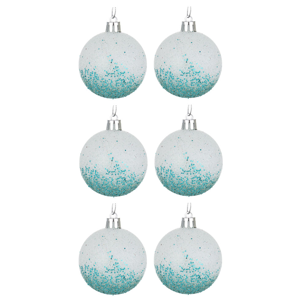 СНОУ БУМ Набор шаров 6 см, 6 шт, синий-белый, подвес, 26-137 - #1