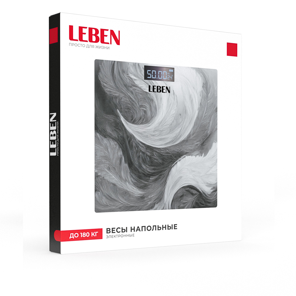 LEBEN Весы напольные электронные "Grey", ЖК-дисплей, макс. нагр.до 180кг - #1