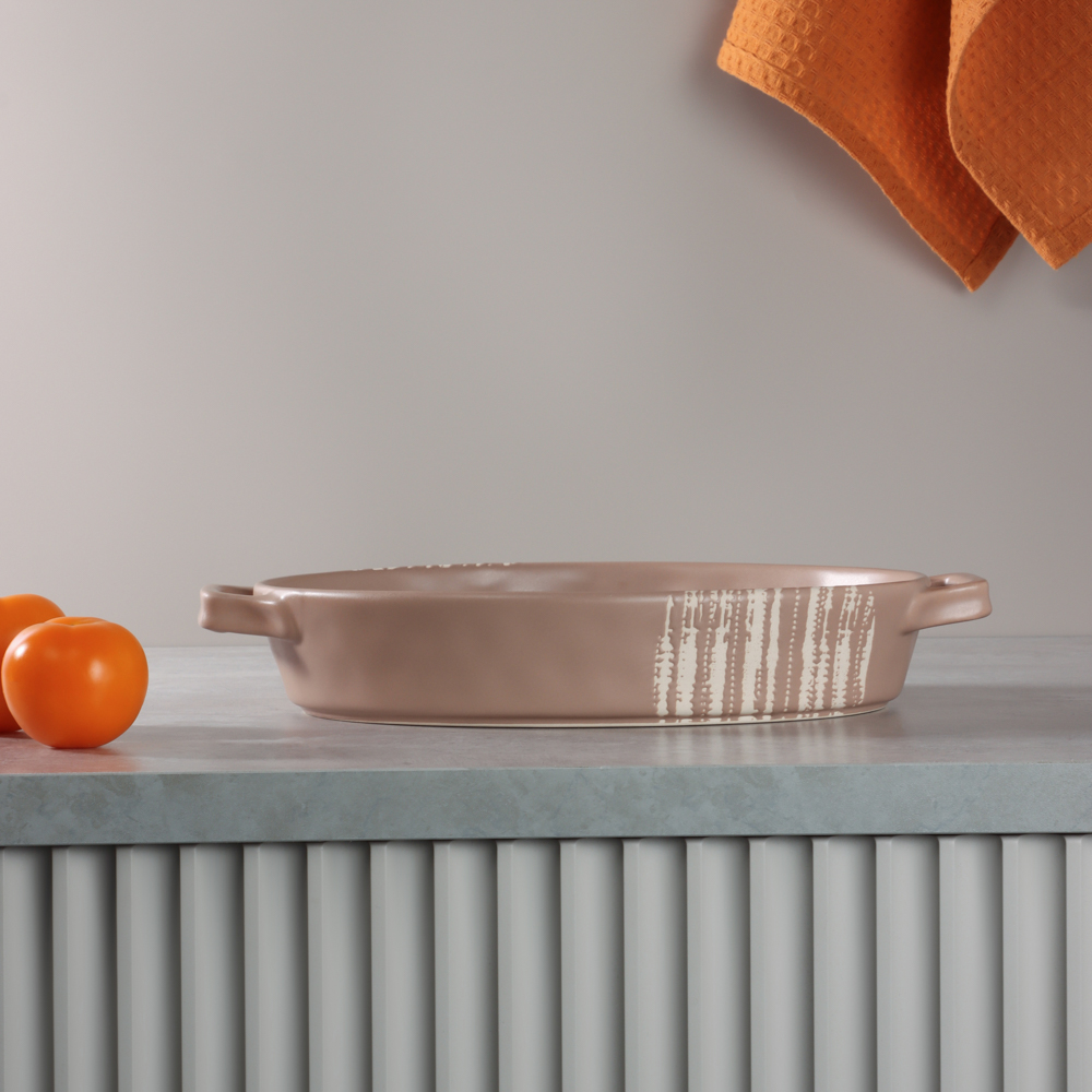 MILLIMI Форма для запекания и сервировки овал.с ручками, керамика, 31х20,5х5см, 1,1л, бежевая - #18
