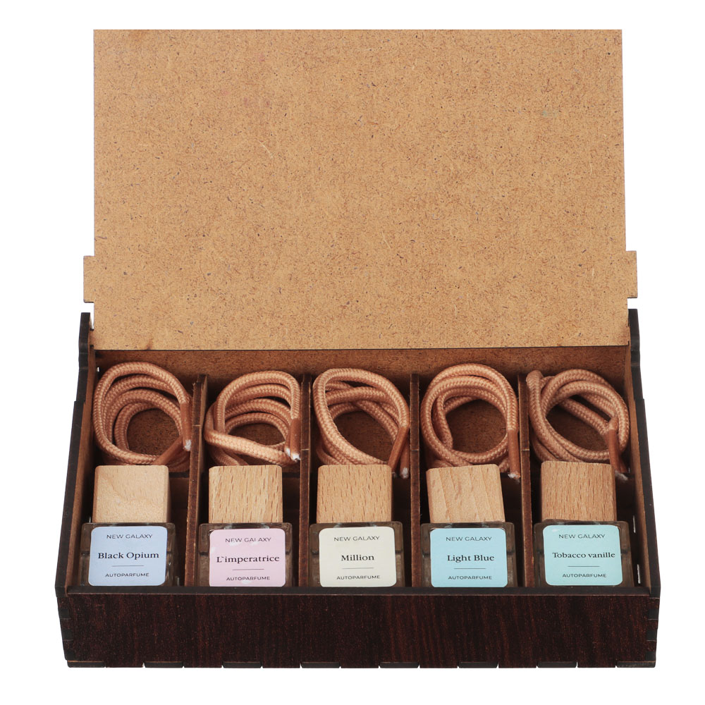 Набор подвесных ароматизаторов тм NEW GALAXY,5 мл,Bl.Opium, LImpertrice,Million,L.Blue, Tob. Vanille - #5