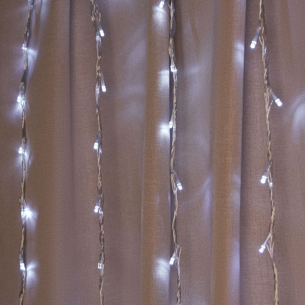 СНОУ БУМ Гирлянда эл. водопад 192LED*белый, 1,2х2м, 8 нитей, ПВХ прозр., 8 реж, коннектор, 220В - #9