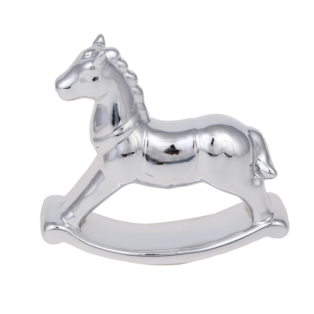 СНОУ БУМ Фигурка Лошадка-качалка 14,5 см, серебряная керамика - #2