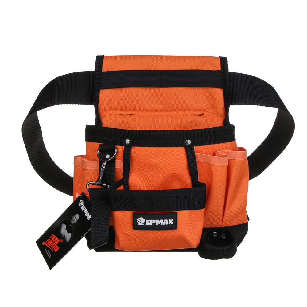 ЕРМАК Сумка-пояс одинарная, держатель для молотка, 6 карманов, 29x24см - #6