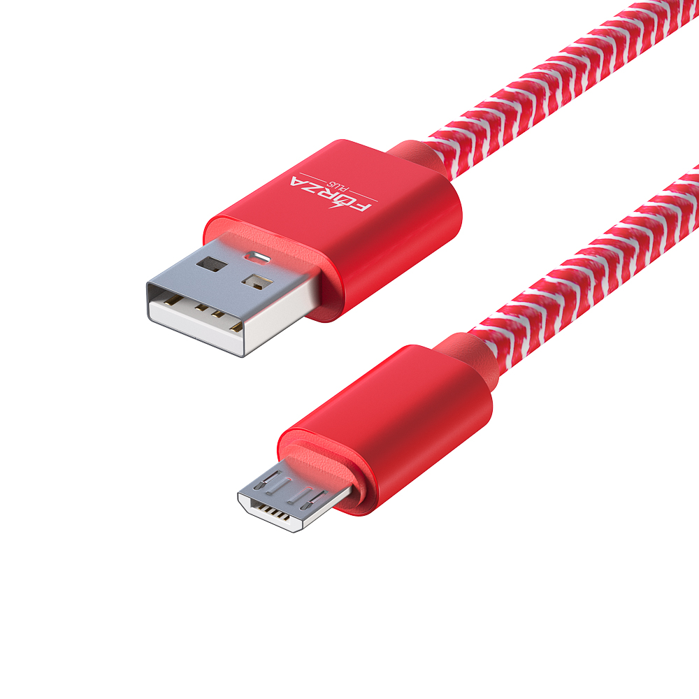 FORZA Кабель для зарядки Волна Micro USB, 1м, 2А, тканевая оплётка, 4 цвета, пакет - #13