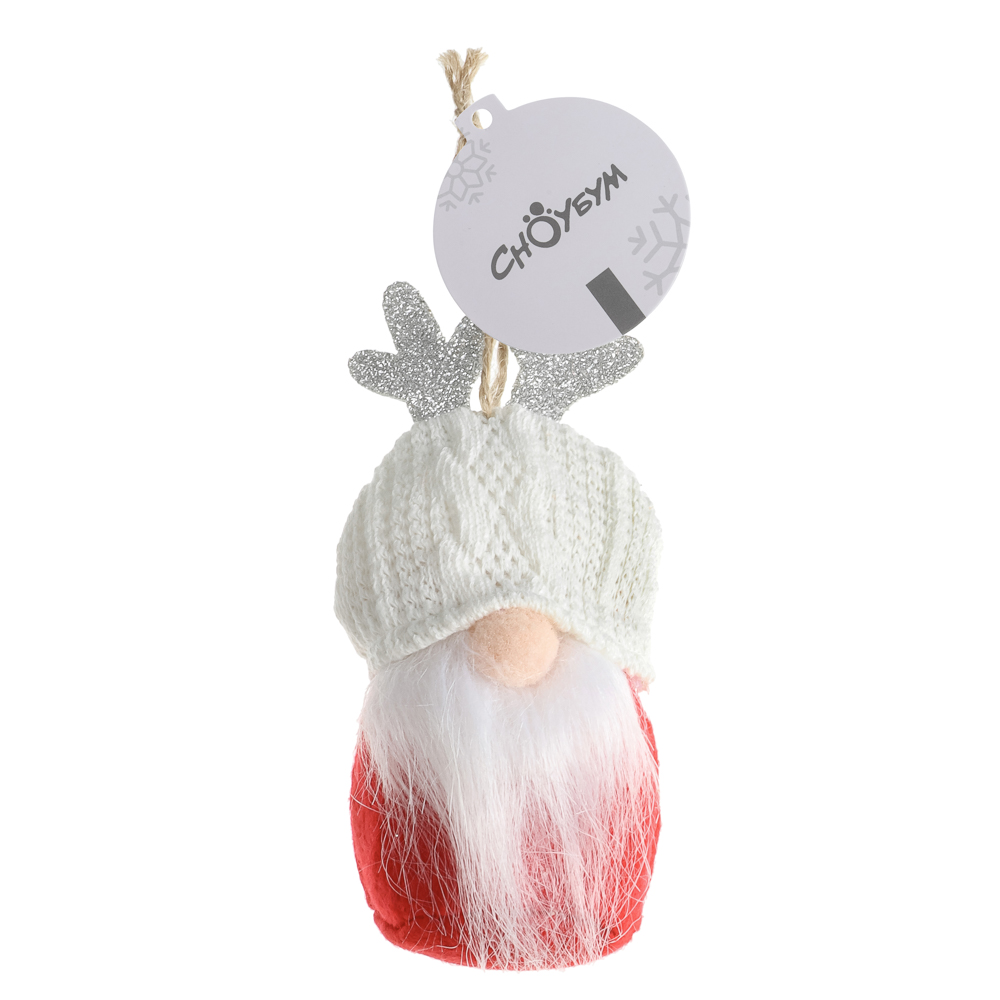 СНОУ БУМ Подвес гномик 6x13 см, полиэстер, белый, красный - #3