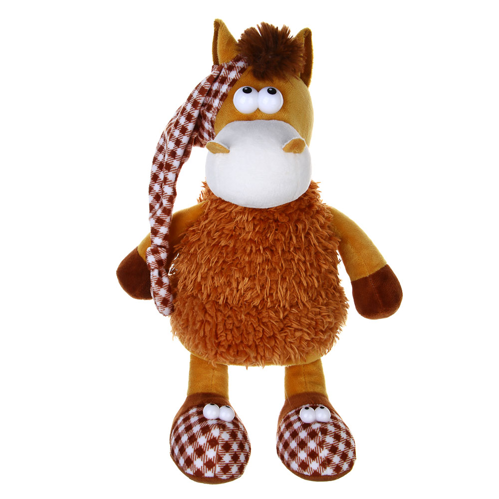 СНОУ БУМ Мягкий сувенир Лошадка в колпаке 20 см, полиэстер - #1