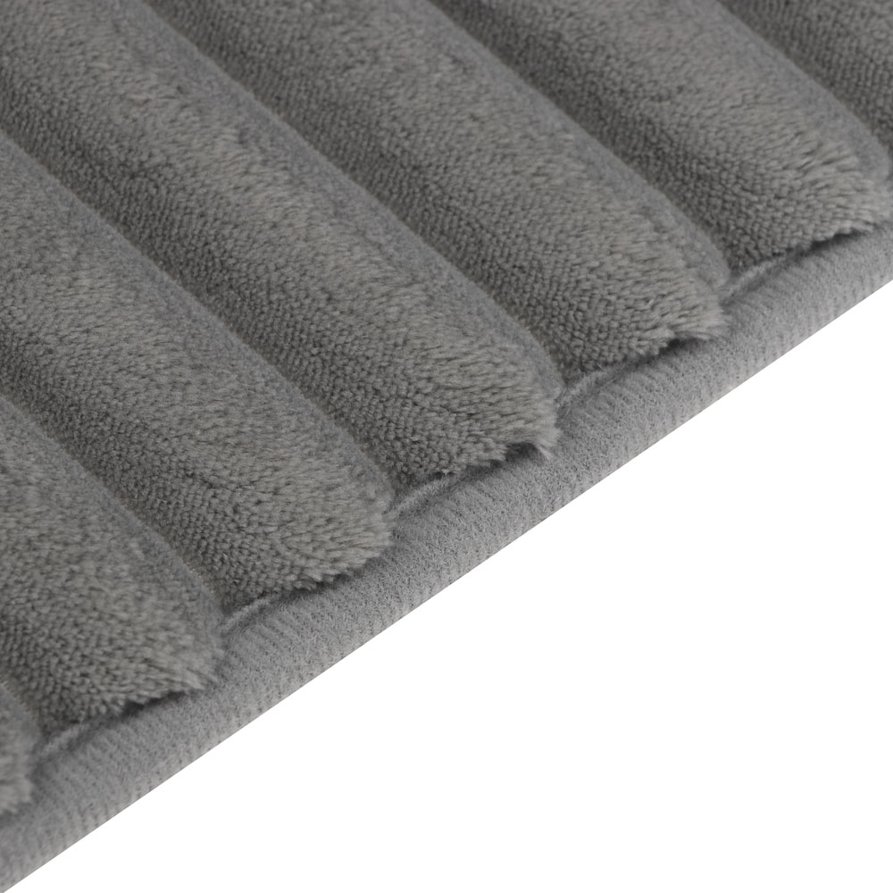 Коврик для ванной комнаты  тм VETTA Talli, ворсовый полосатый, фланель 220г/м², 80х50см, серый - #4