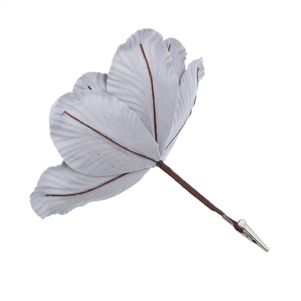 СНОУ БУМ Цветок Магнолия на клипсе 22 см, металл, полиэстер, глиттер, цвета в ассортименте, 3 цвета - #6