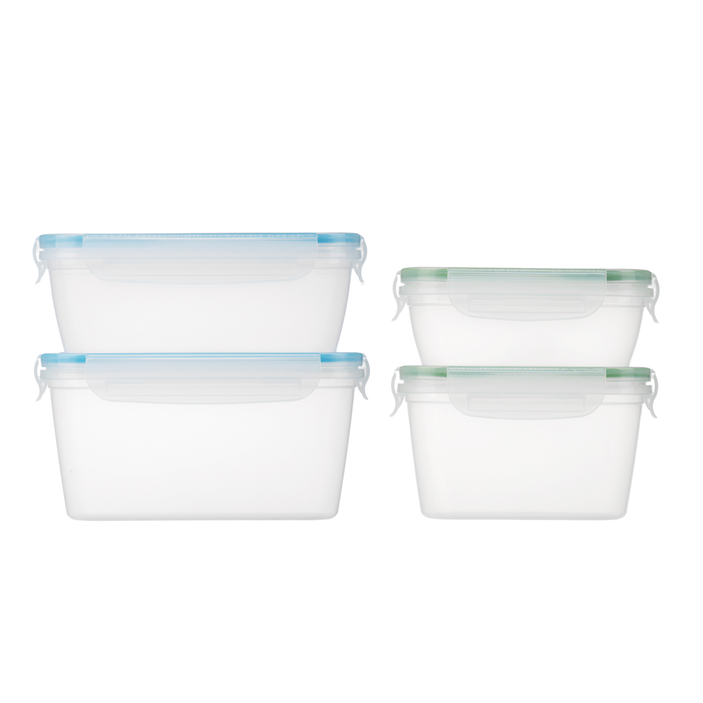 Набор герметичных контейнеров пищевых с защелками 4шт (1,4л, 0,77л, 1л, 0,47л), пластик - #2