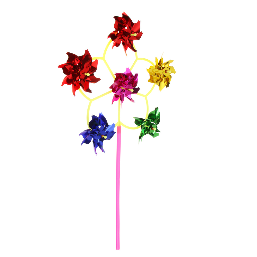 Ветрячок детский Цветочки, 6 насадок, 55см, d30см, PE, PET - #3