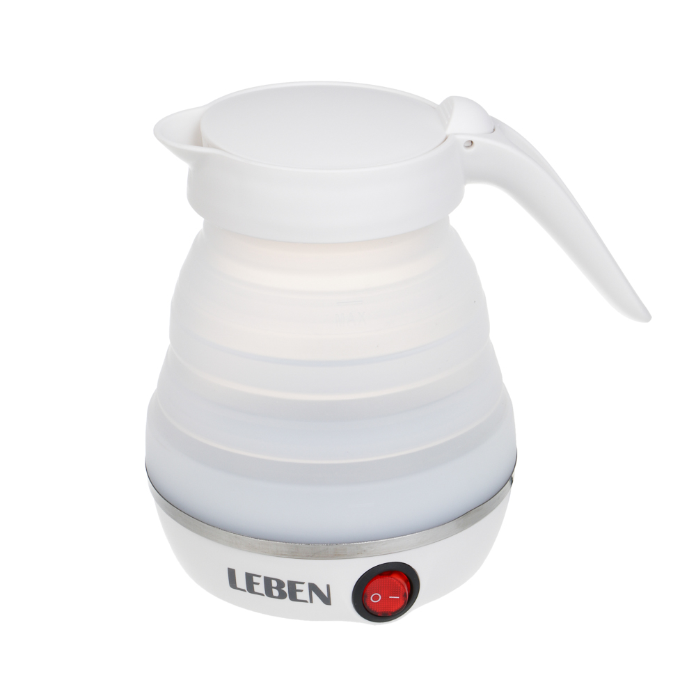 Чайник электрический тм LEBEN 600мл, 600Вт, складной, силикон, пластик, белый - #1