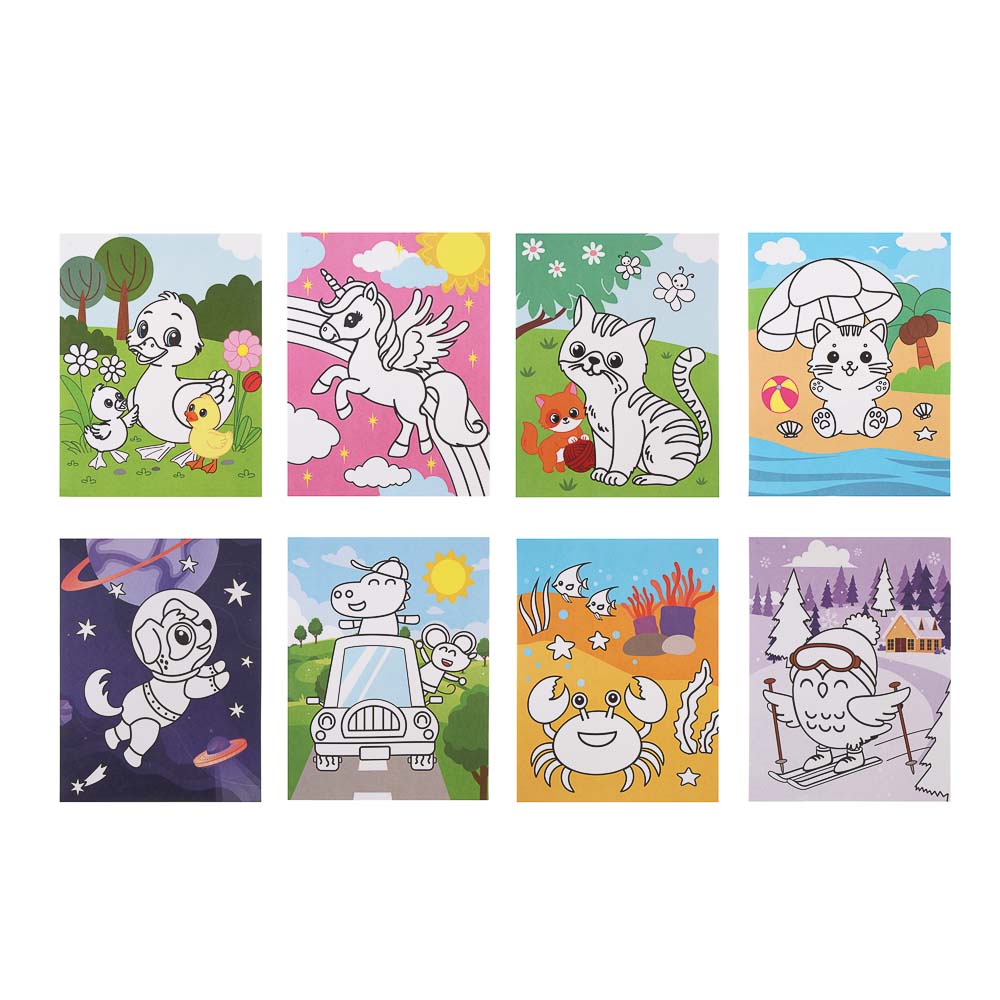 Фреска из песка с цветным фоном "Микс", бумага, песок 8-10цв., 21х27см - #2