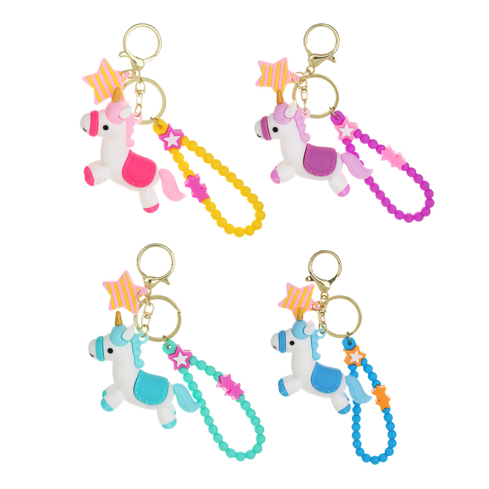 СНОУ БУМ Брелок "Лошадка-Единорог", 8х2,3х6см, ПВХ, металл, 4 дизайна - #1