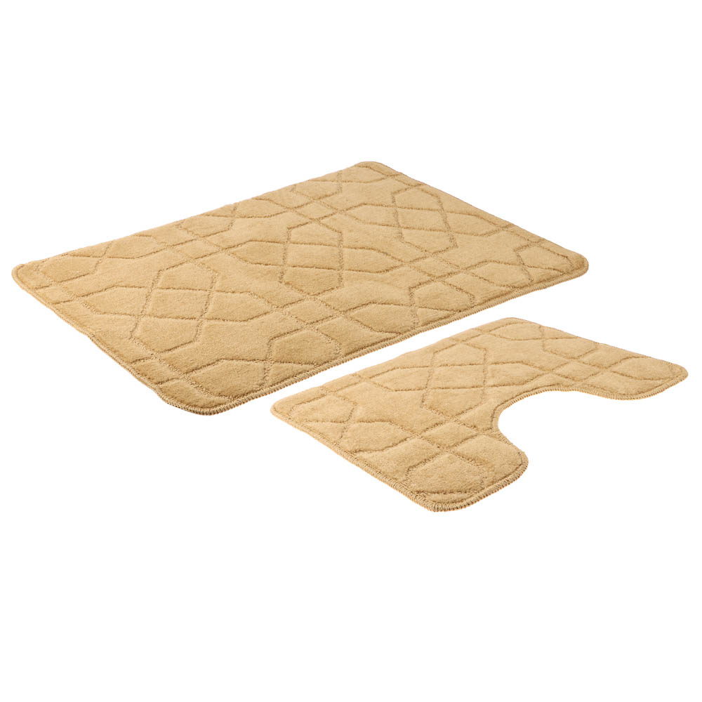 Набор ковриков для ванной и туалета тм VETTA Геометрия, 50x80см + 50x40см, полиэстер, 3 цвета - #2