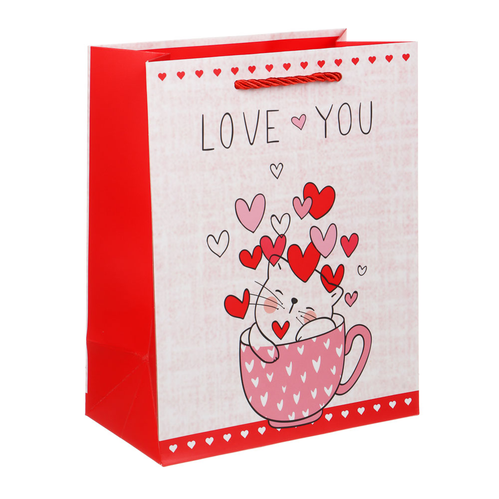 Пакет подарочный бумажный тм LADECOR M 18x23x10 см, "Сердце" арт 2, 4 дизайна - #2