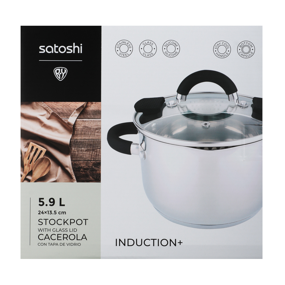 SATOSHI Арбон Кастрюля 24х13,5см, 5,9л, со стекл. крышкой, индукция - #8