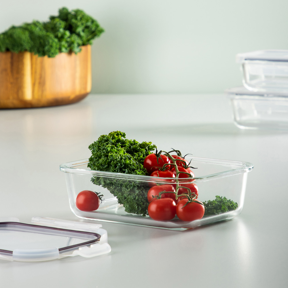 VETTA Набор контейнеров для продуктов на защелках 3пр, 370мл, 600мл, 1000мл, жаропрочное стекло - #14