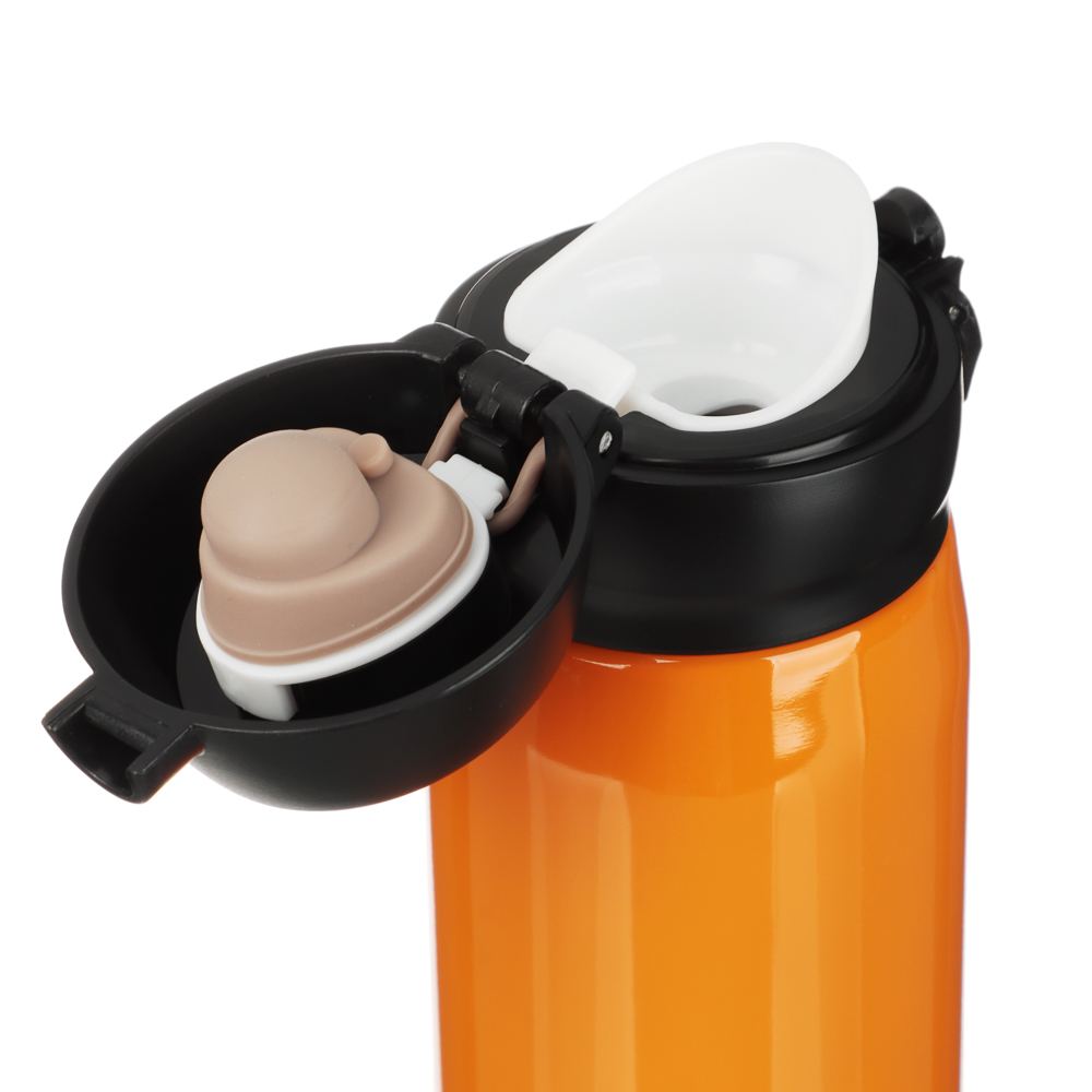 РЫЖИЙ Термос-кружка с крышкой на защелке 450мл, нерж.сталь - #4