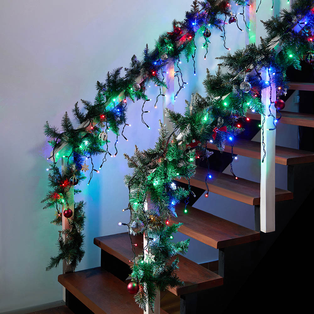 BY Гирлянда эл. бахрома уличн, 3х0,5 м, 100LED, новый мульти,мерцание, ПВХ черный, коннект, 220В - #6