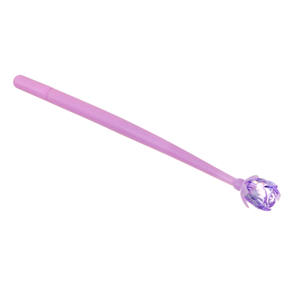 Ручка шариковая синяя, гибкий корпус, наконечник в форме цветка, пластик, акрил, 22,5см, 3 дизайна - #2